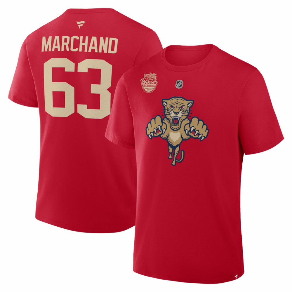 Brad Marchand Florida Panthers Fanatics 2026 NHL Winter Classic Authentic Stack Name & Number T-Shirt Red