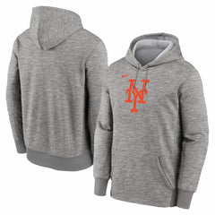 New York Mets Primary Logo Therma Hoodie Heather Gray | Nike