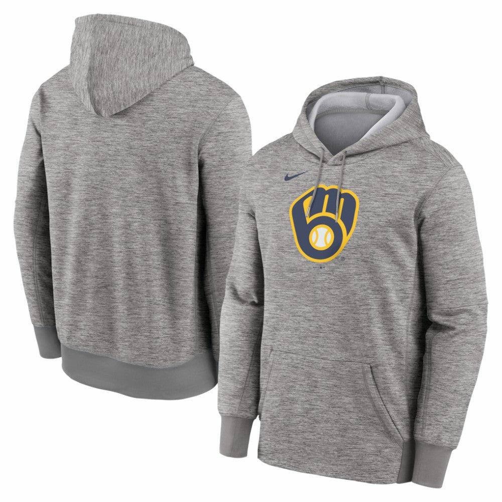 Milwaukee Brewers Primary Logo Therma Hoodie Heather Gray | Nike