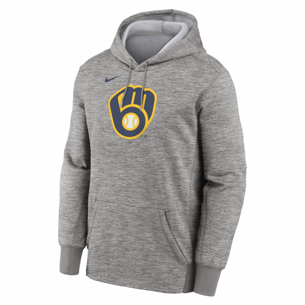 Milwaukee Brewers Primary Logo Therma Hoodie Heather Gray | Nike