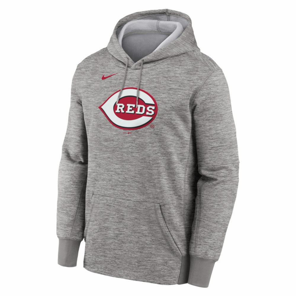Cincinnati Reds Primary Logo Therma Hoodie Heather Gray | Nike