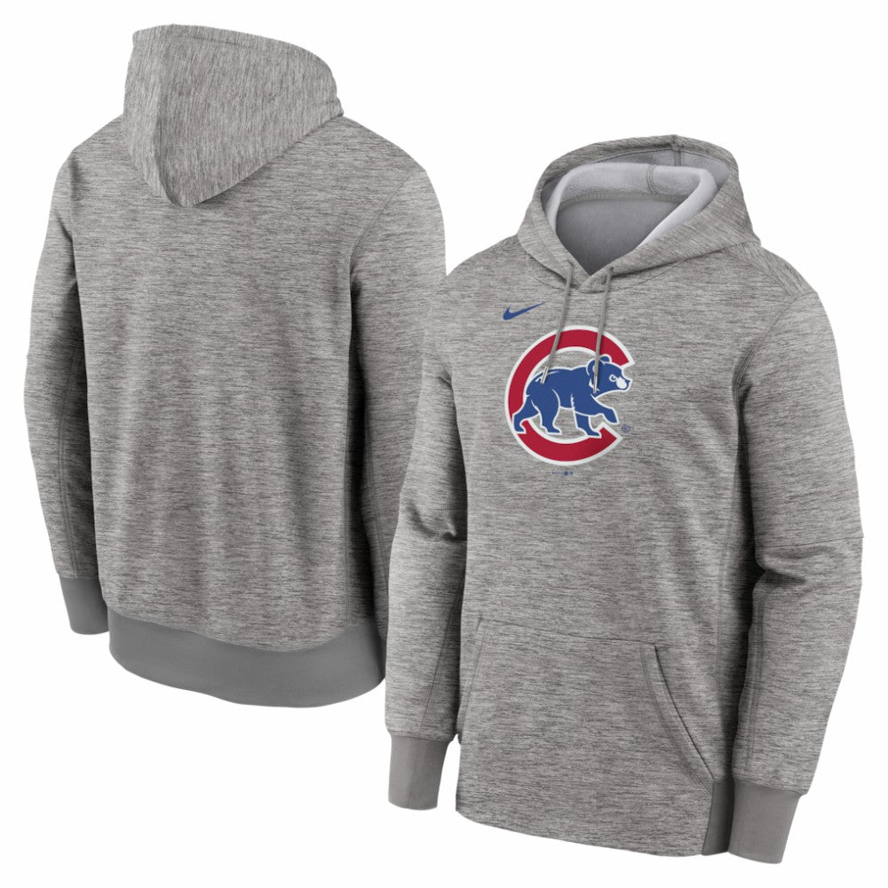 Chicago Cubs Primary Logo Therma Hoodie Heather Gray | Nike