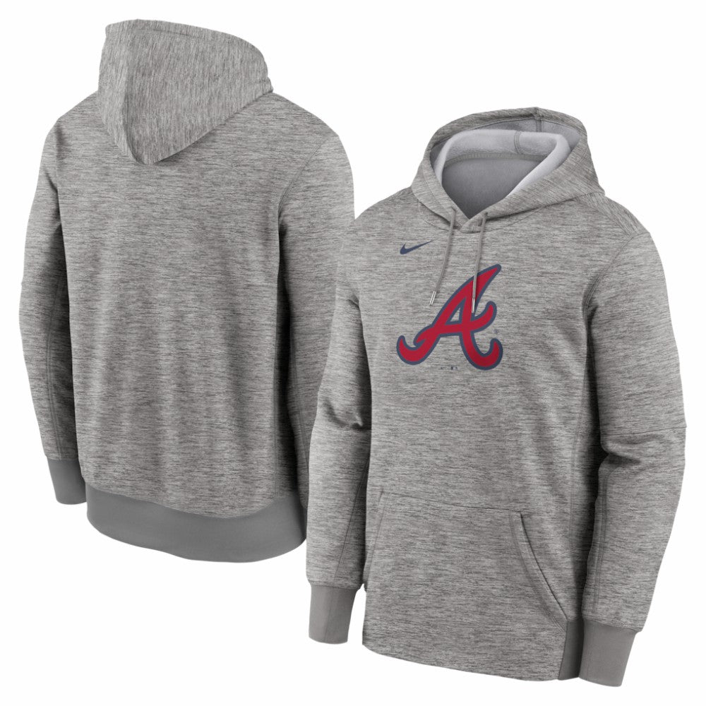 Atlanta Braves Primary Logo Therma Hoodie Heather Gray | Nike