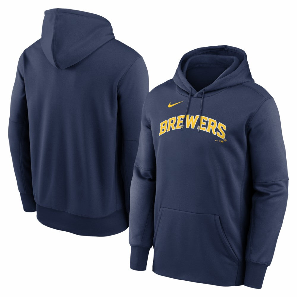 Milwaukee Brewers Primary Wordmark Therma Hoodie Navy | Nike