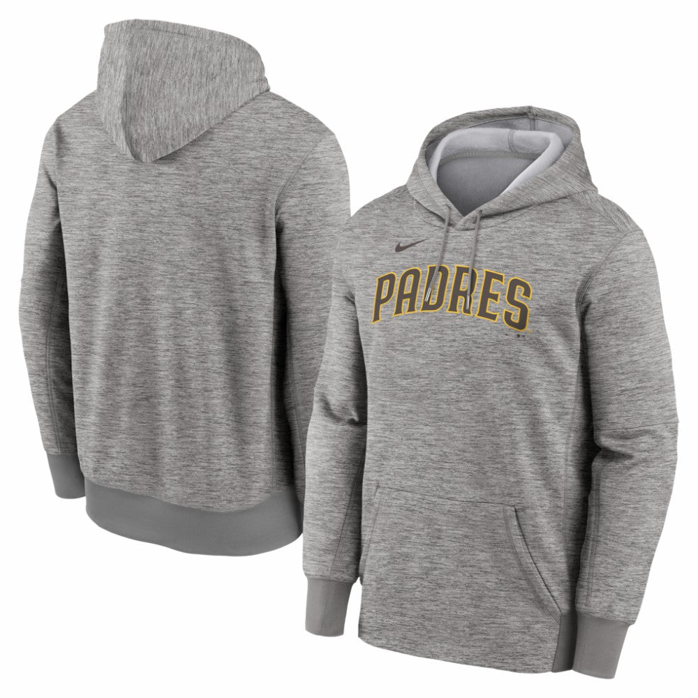 San Diego Padres Primary Wordmark Therma Hoodie Heather Gray | Nike