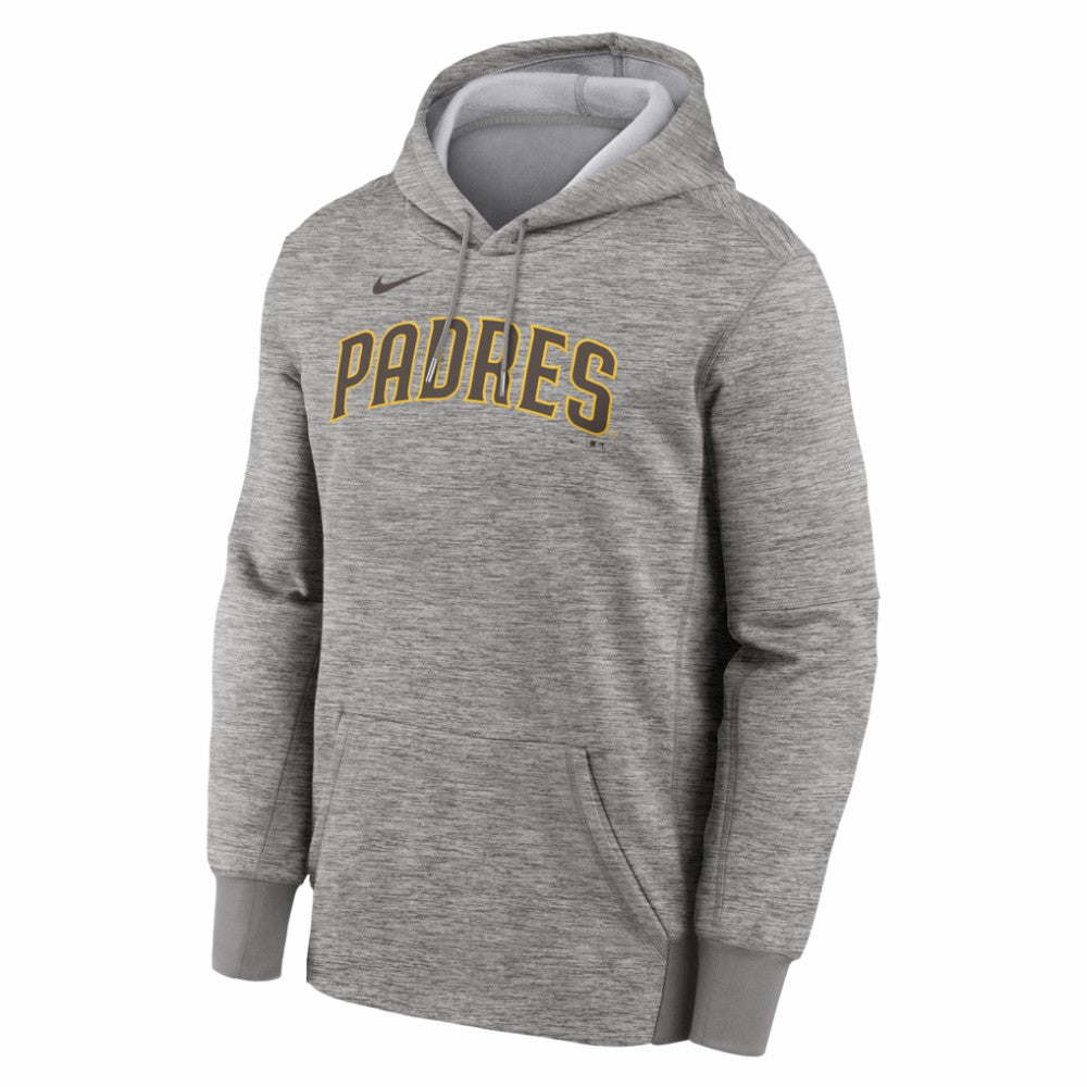 San Diego Padres Primary Wordmark Therma Hoodie Heather Gray | Nike