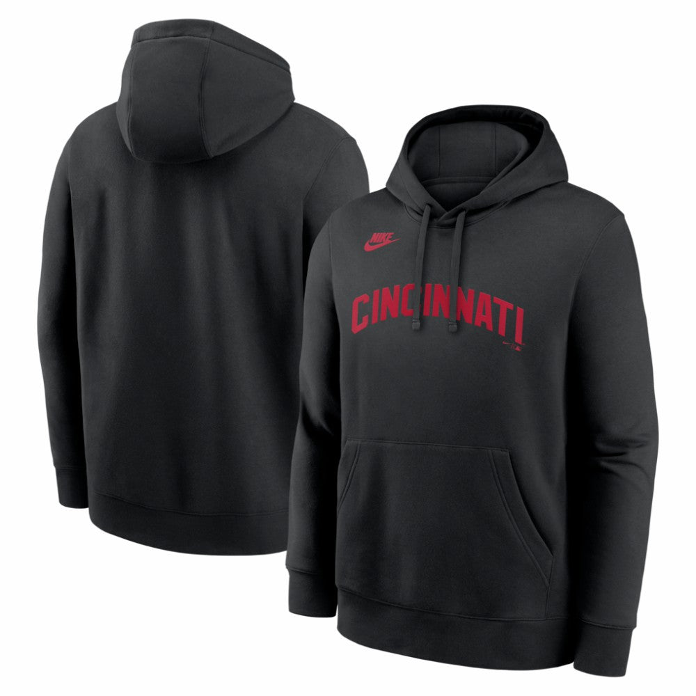 Cincinnati Reds Cooperstown Collection Wordmark Club Hoodie Black | Nike