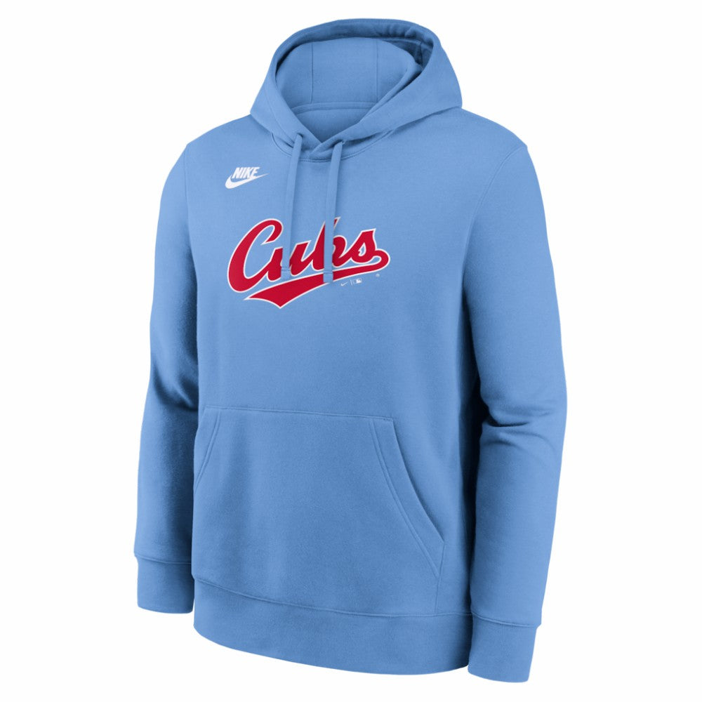 Chicago Cubs Cooperstown Collection Wordmark Club Hoodie Light Blue | Nike