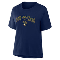 Milwaukee Brewers Women's Lockup Legacy T-Shirt Navy