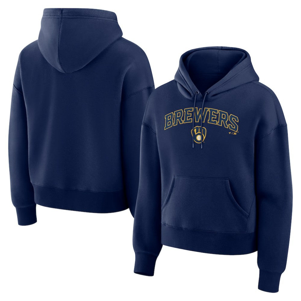 Milwaukee Brewers Women's Lockup Legacy Fleece Hoodie Navy