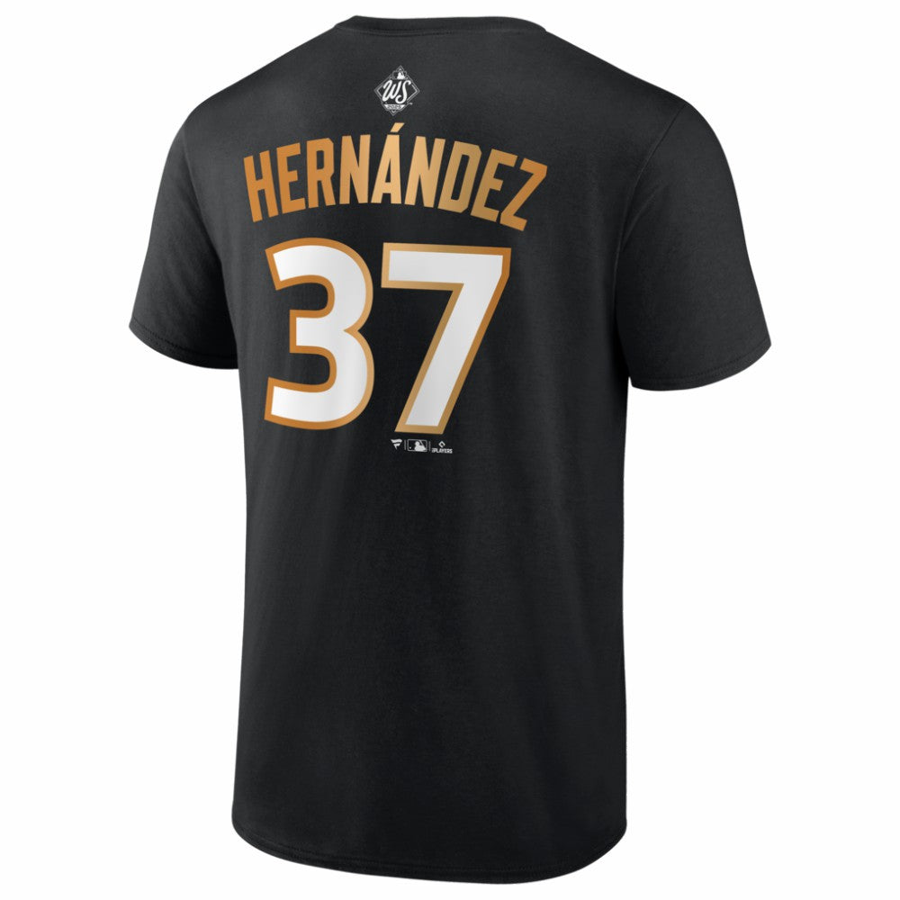 Teoscar Hernández Los Angeles Dodgers 2025 World Series Champions Name & Number T-Shirt Black
