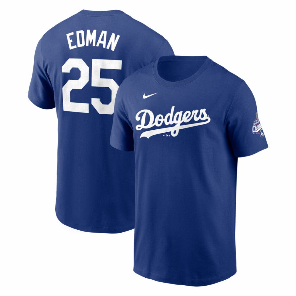 Tommy Edman Los Angeles Dodgers 2025 World Series Champions Name & Number T-Shirt Royal | Nike