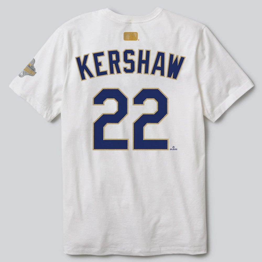 Clayton Kershaw Los Angeles Dodgers 2026 Gold Collection Player Name & Number T-Shirt White | Nike