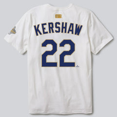 Clayton Kershaw Los Angeles Dodgers 2026 Gold Collection Player Name & Number T-Shirt White | Nike