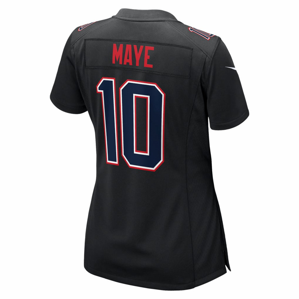 Drake Maye New England Patriots Women's Super Bowl LX Patch Carbon Fashion Game Jersey - Black