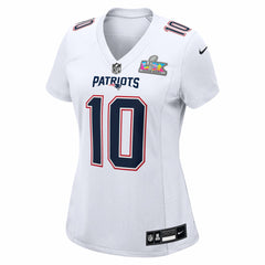 Drake Maye New England Patriots Women's Super Bowl LX Patch Tundra Fashion Game Jersey - White