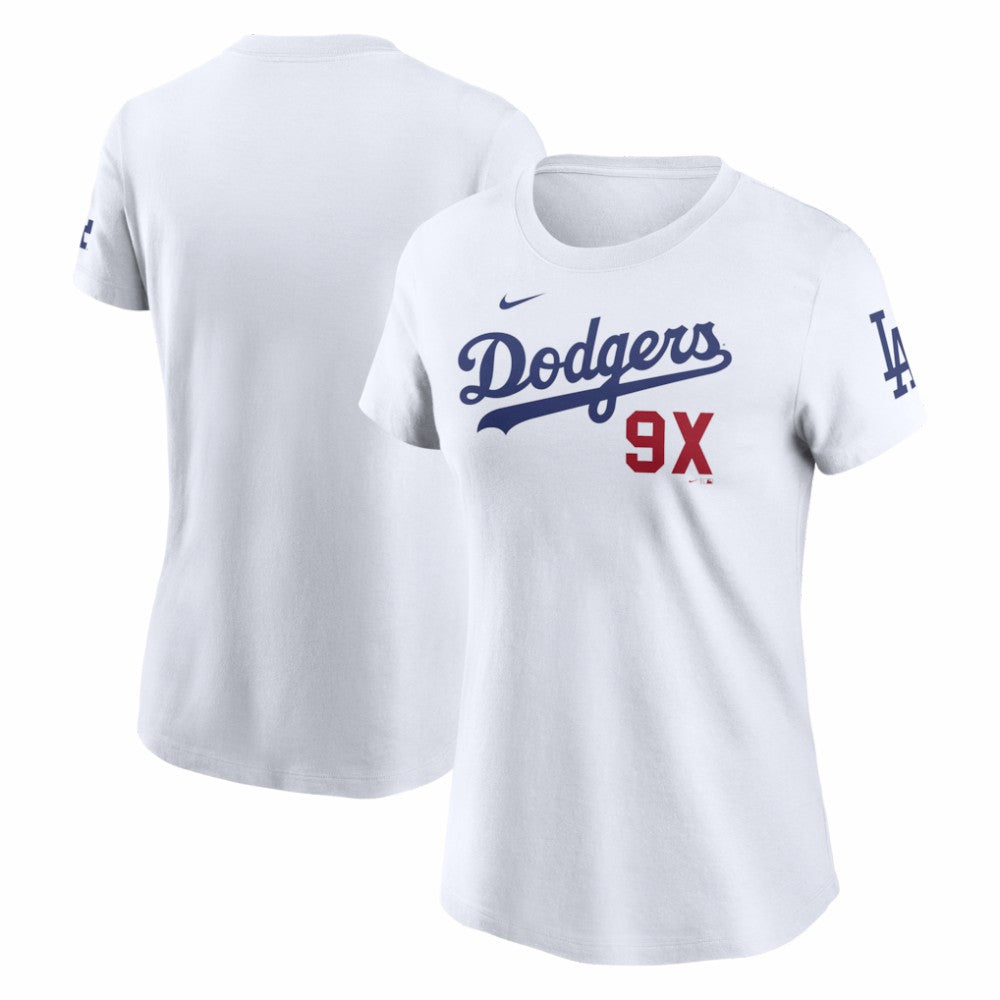 Los Angeles Dodgers Women's 9X Champions T-Shirt White | Nike