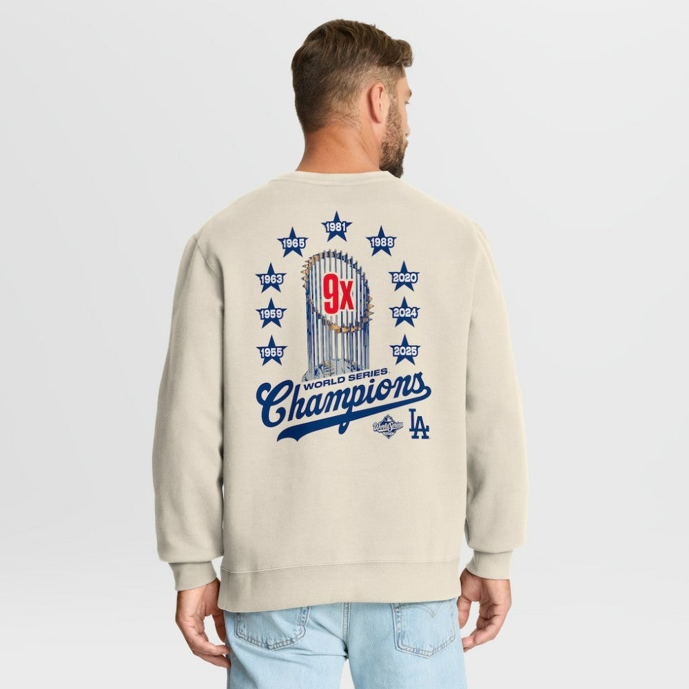 Los Angeles Dodgers 9x Champs Crewneck Sweatshirt Tan