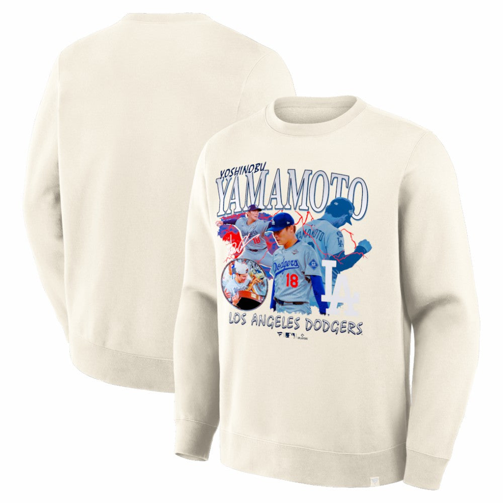 Yoshinobu Yamamoto Los Angeles Dodgers Montage Legacy Sweatshirt Cream
