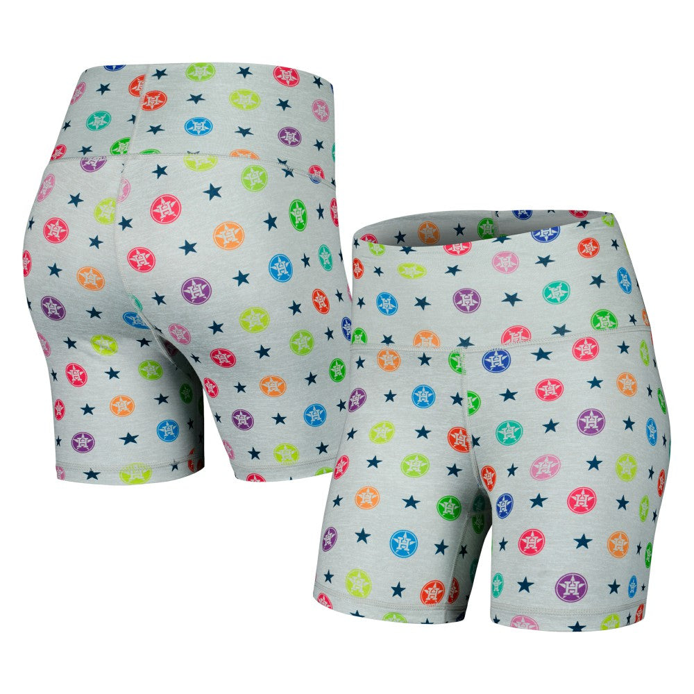Houston Astros Terez Women's TLC Rainbow Shorts Gray