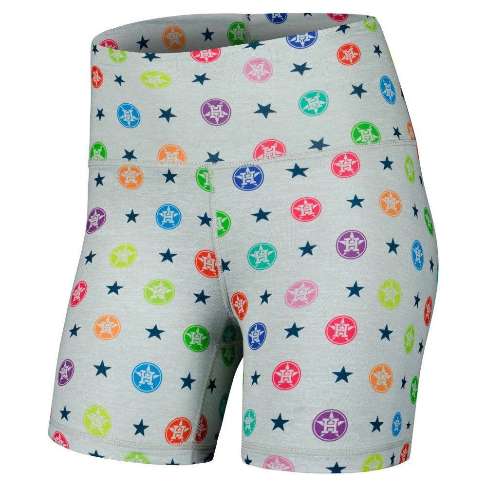 Houston Astros Terez Women's TLC Rainbow Shorts Gray