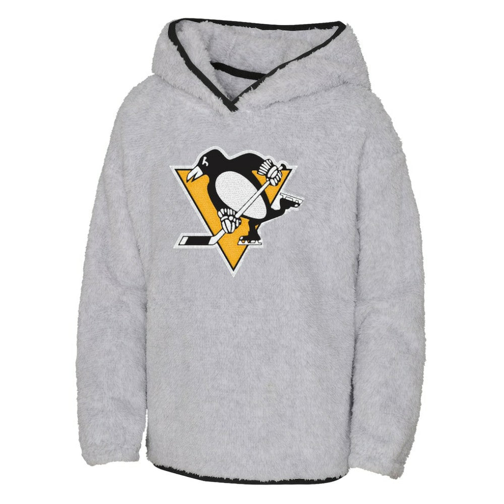 Pittsburgh Penguins Girls Youth Ultimate Teddy Fleece Pullover Hoodie Heather Gray