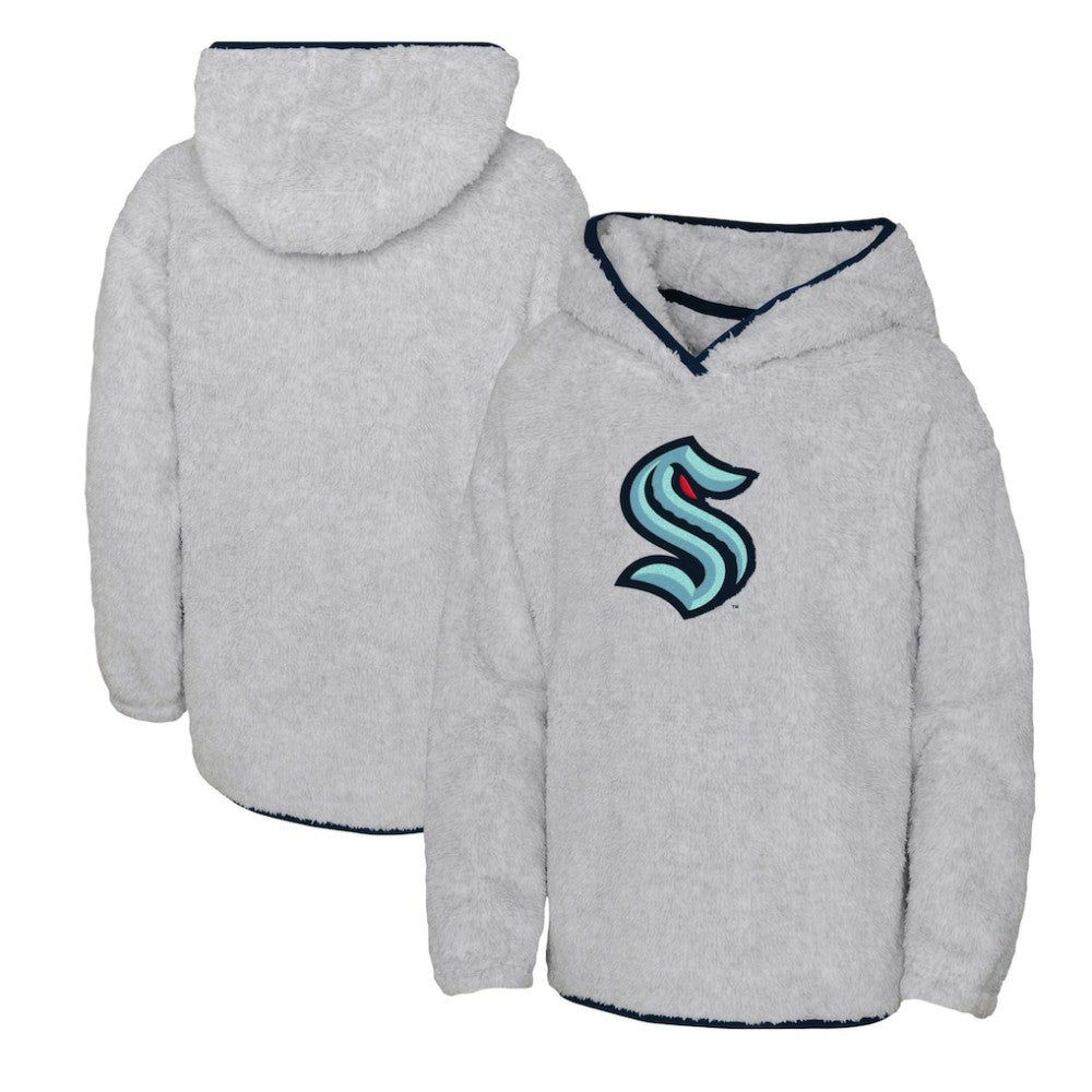 Seattle Kraken Girls Youth Ultimate Teddy Fleece Pullover Hoodie Heather Gray
