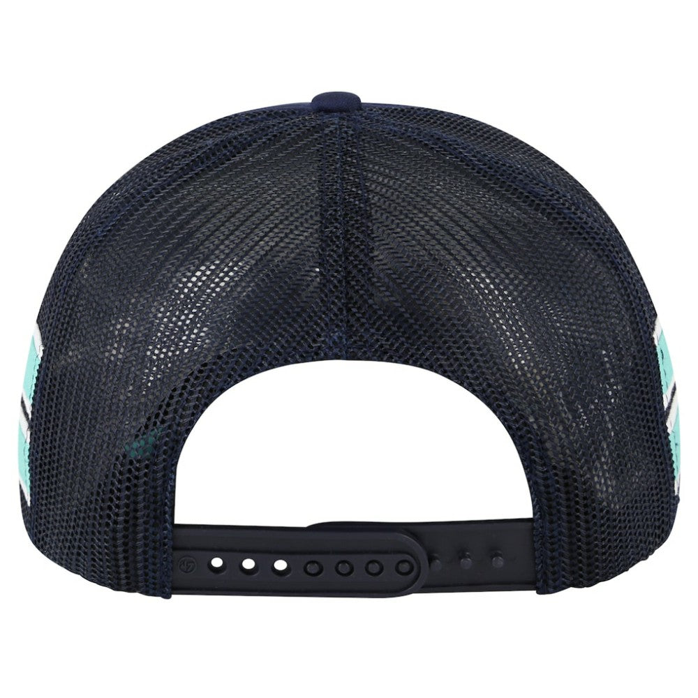 Seattle Kraken '47 Sideband Stripes Trucker Snapback Hat Deep Sea Blue