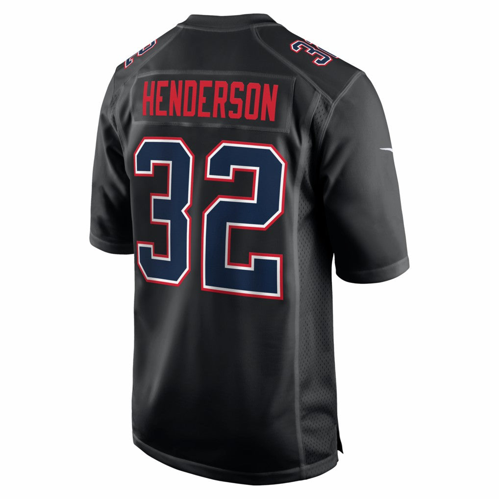 TreVeyon Henderson New England Patriots Super Bowl LX Patch Carbon Fashion Game Jersey - Black