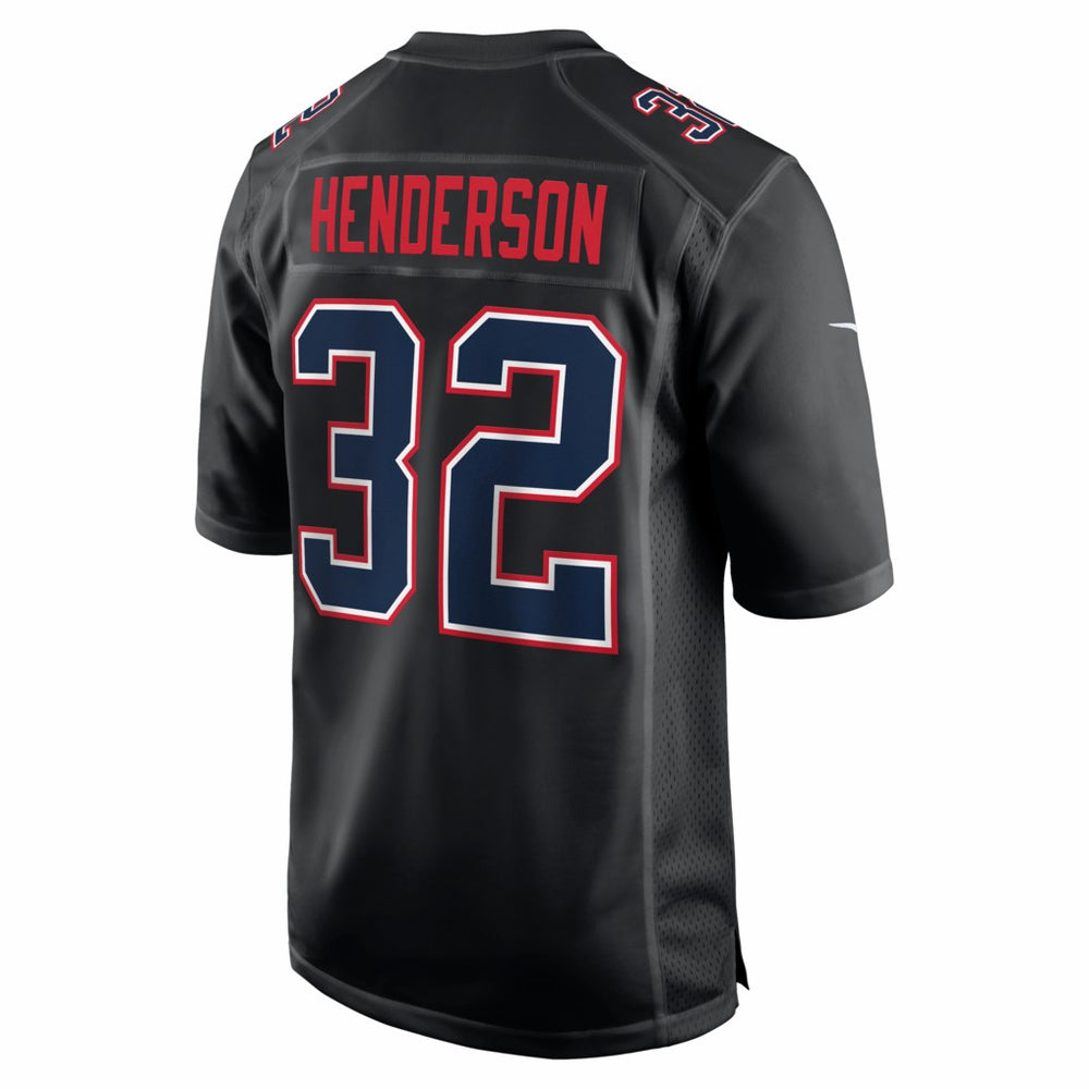 TreVeyon Henderson New England Patriots Super Bowl LX Patch Carbon Fashion Game Jersey - Black