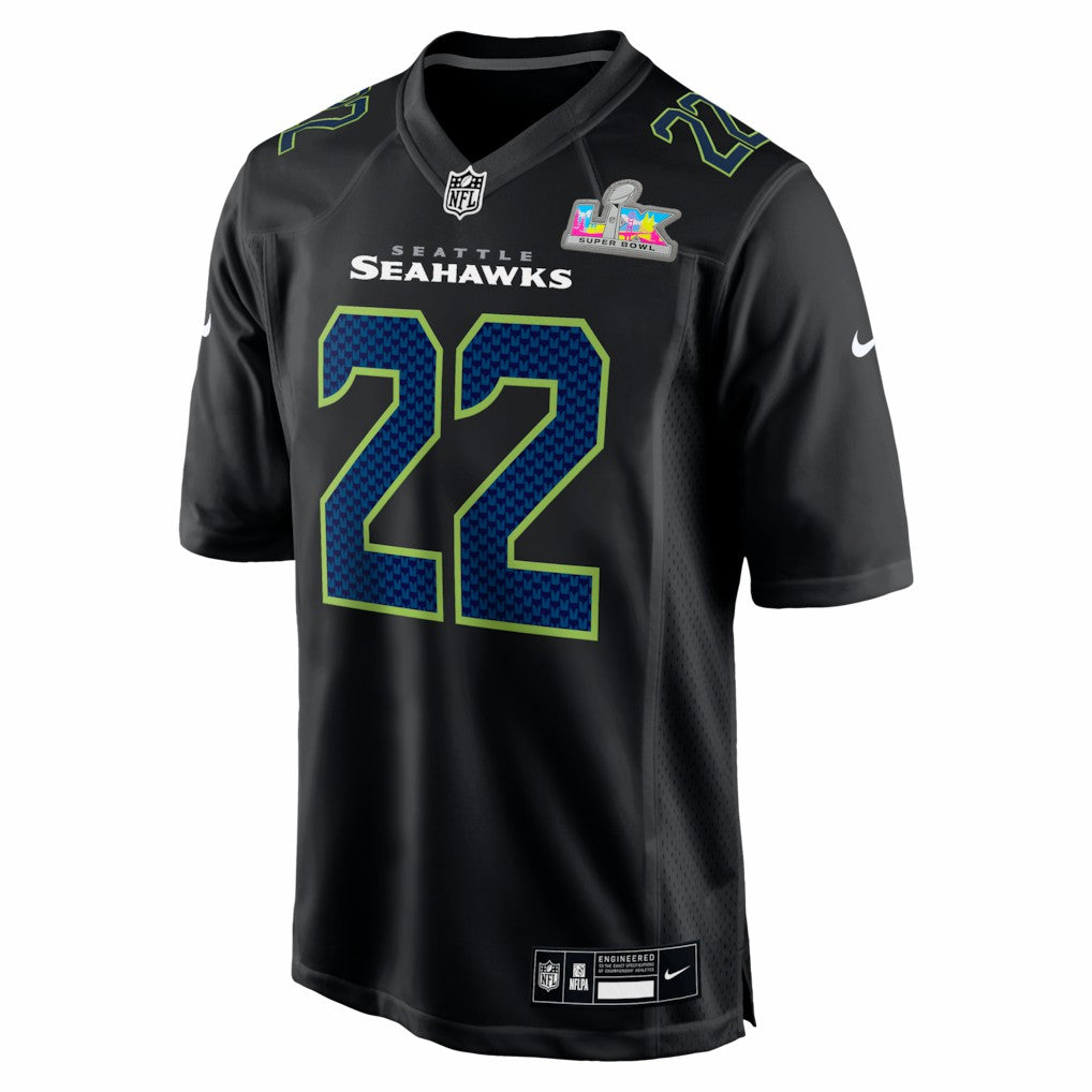 Rashid Shaheed Seattle Seahawks Super Bowl LX Patch Carbon Fashion Game Jersey - Black