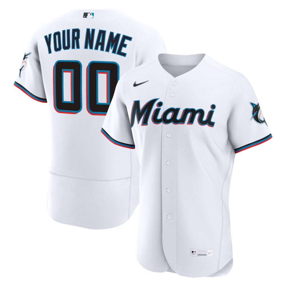 Miami Marlins Home Authentic Custom Jersey White | Nike