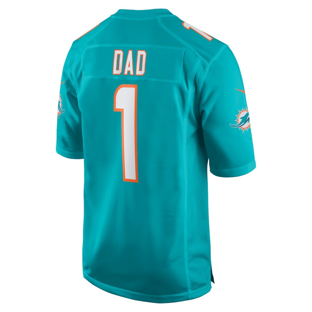 Number 1 Dad Miami Dolphins Game Jersey - Aqua
