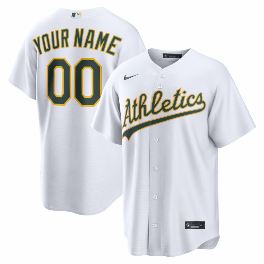 Athletics Home Replica Custom Jersey - White