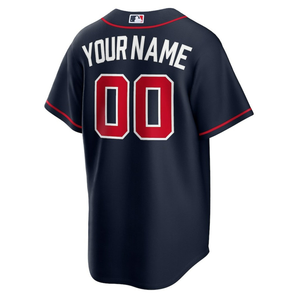 Atlanta Braves Alternate Replica Custom Jersey Navy | Nike