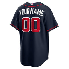 Atlanta Braves Alternate Replica Custom Jersey Navy | Nike
