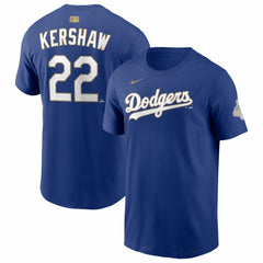 Clayton Kershaw Los Angeles Dodgers 2026 Gold Collection Name & Number T-Shirt Royal | Nike