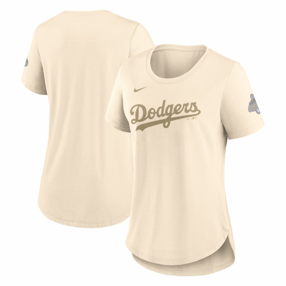 Los Angeles Dodgers Women's 2026 Gold Collection Tri-Blend Wordmark T-Shirt Natural | Nike