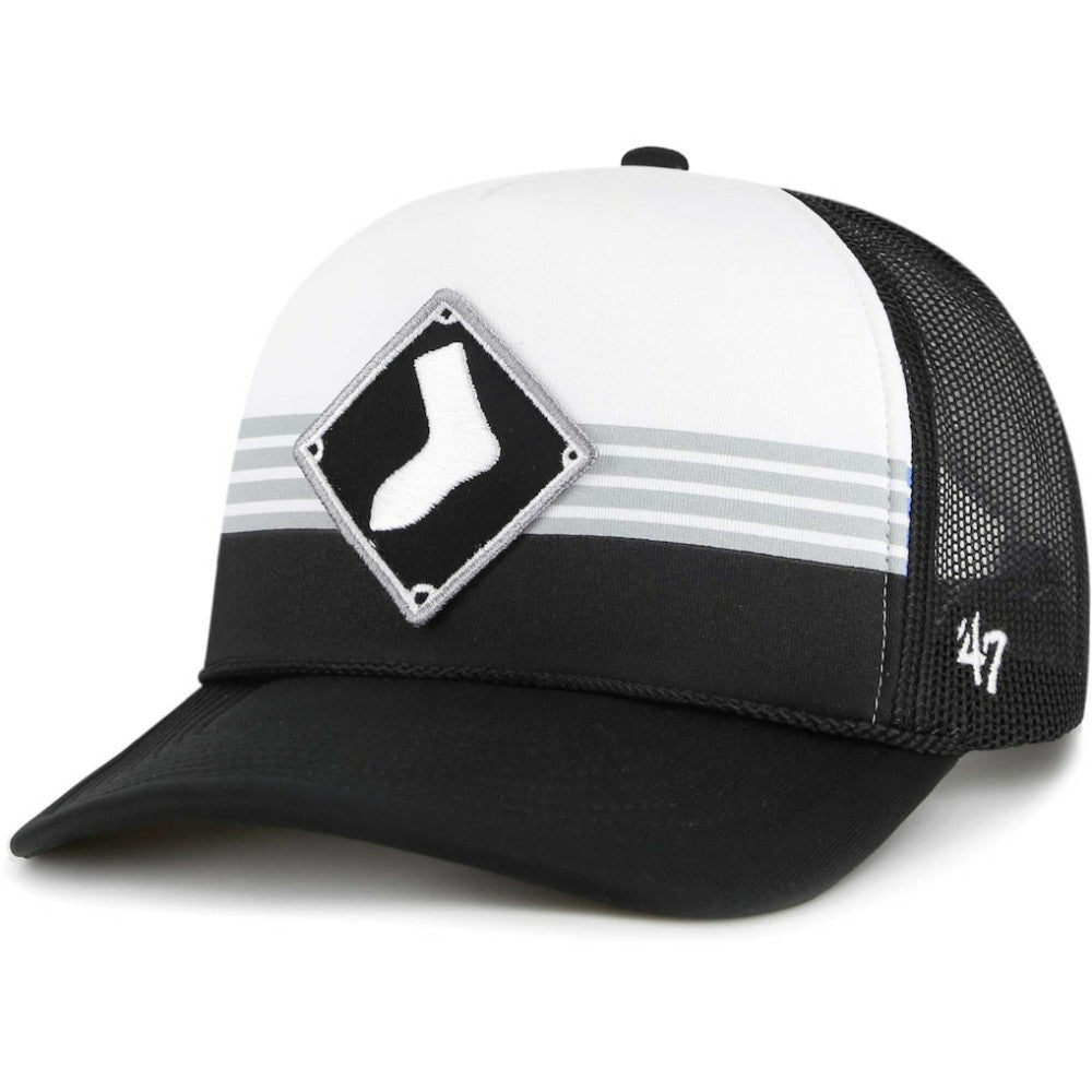 Chicago White Sox Lift Off Foam Front Mesh Trucker Adjustable Hat Black | 47 brand