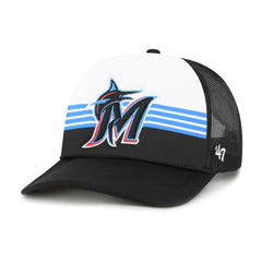 Miami Marlins Lift Off Foam Front Mesh Trucker Adjustable Hat Black | 47 brand