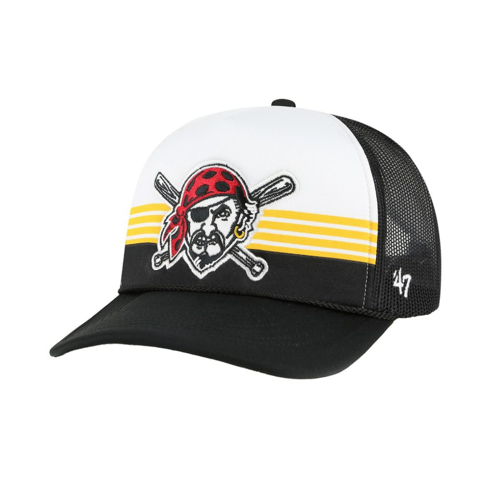 Pittsburgh Pirates Lift Off Foam Front Mesh Trucker Adjustable Hat Black | 47 brand