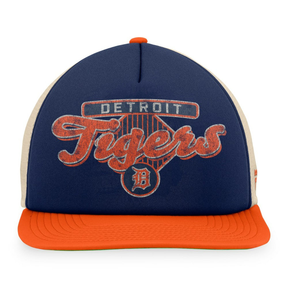 Detroit Tigers Cooperstown Collection Talley Foam Trucker Snapback Hat Navy/Orange