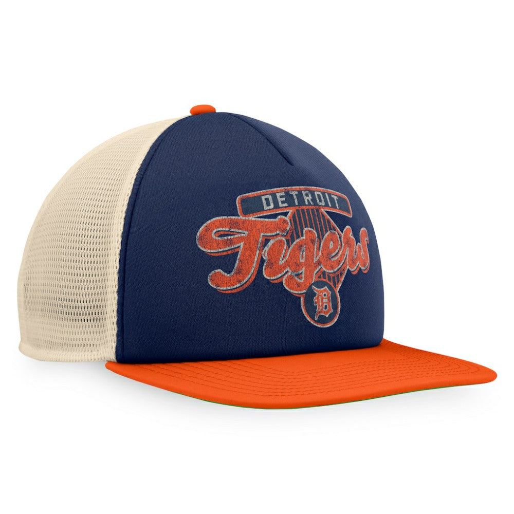 Detroit Tigers Cooperstown Collection Talley Foam Trucker Snapback Hat Navy/Orange