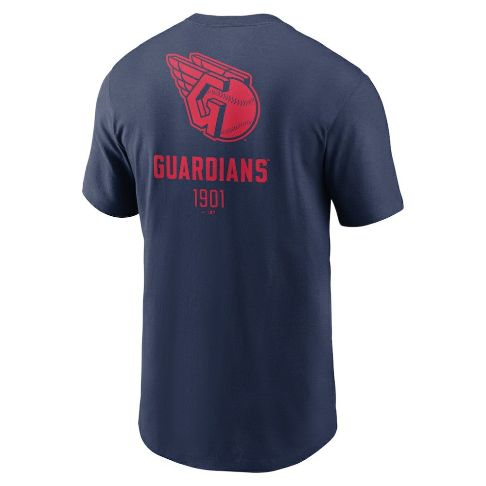 Cleveland Guardians Large Logo Back Stack T-Shirt Navy | Nike