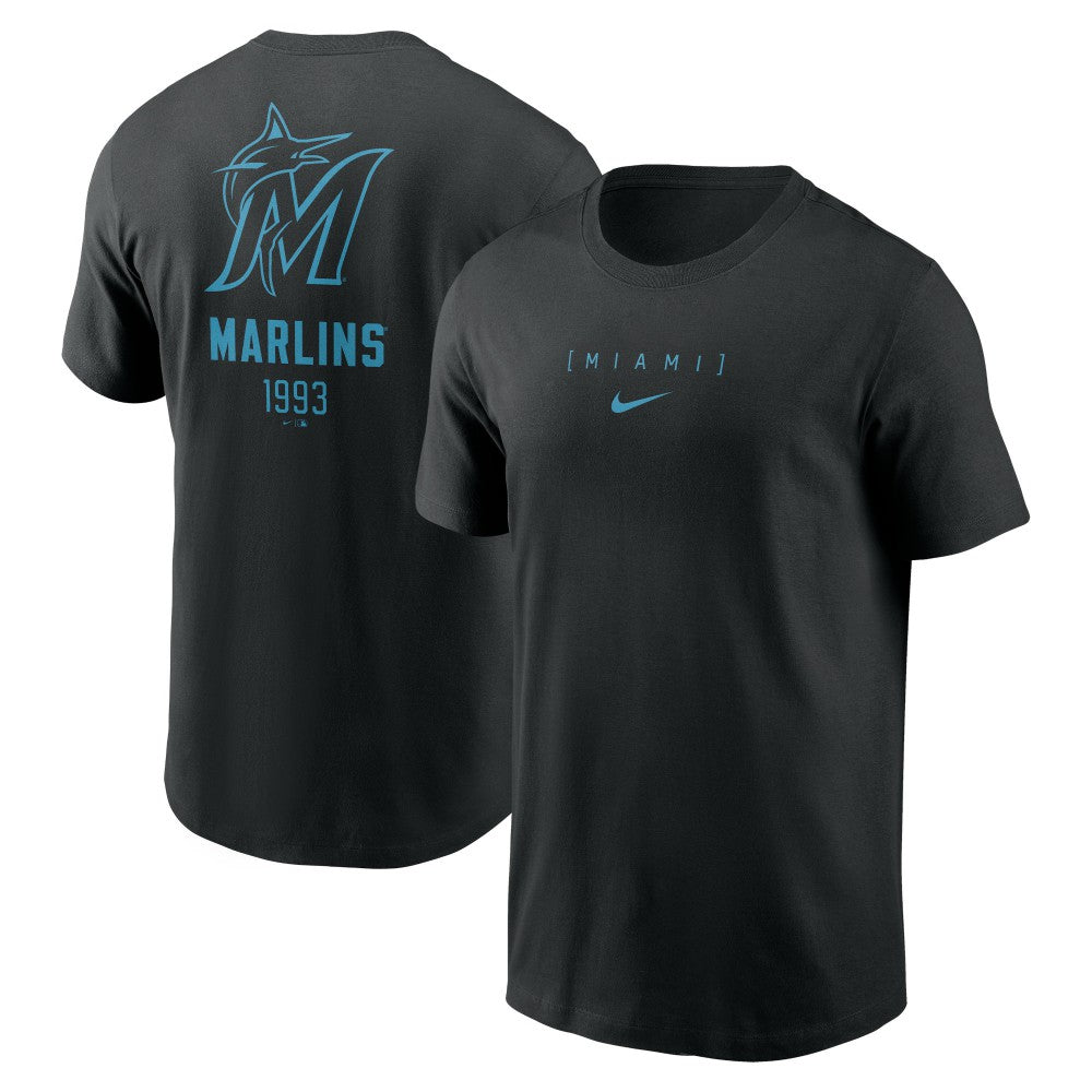 Miami Marlins Large Logo Back Stack T-Shirt Black | Nike