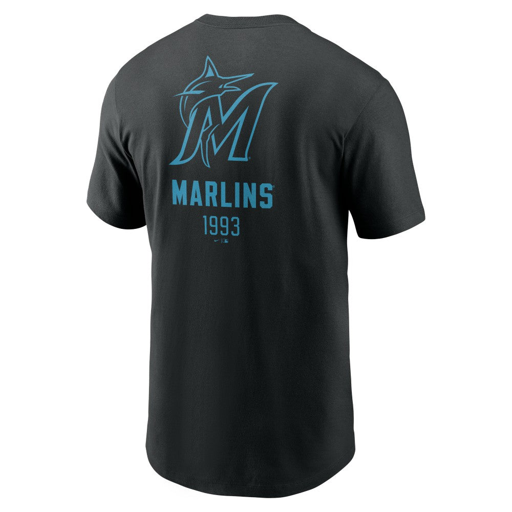 Miami Marlins Large Logo Back Stack T-Shirt Black | Nike