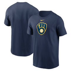 Milwaukee Brewers Fuse Large Logo T-Shirt Navy | Nike
