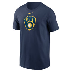Milwaukee Brewers Fuse Large Logo T-Shirt Navy | Nike