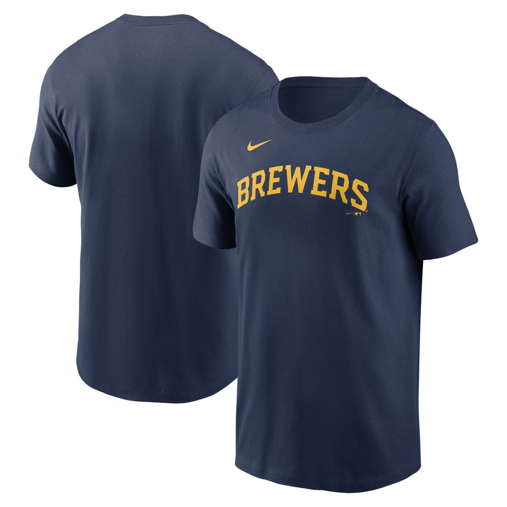 Milwaukee Brewers Fuse Wordmark T-Shirt Navy | Nike