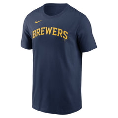 Milwaukee Brewers Fuse Wordmark T-Shirt Navy | Nike
